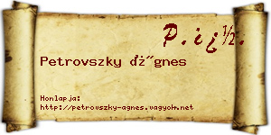 Petrovszky Ágnes névjegykártya