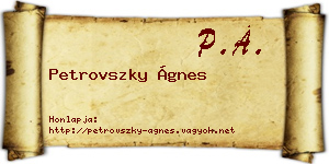 Petrovszky Ágnes névjegykártya